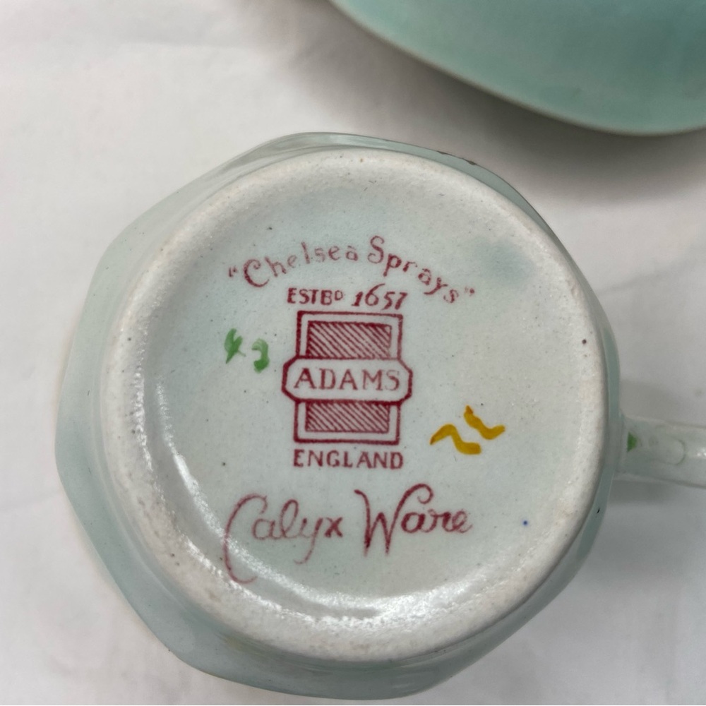 Adams Calyx Ware Tea Cups Saucers Creamer chips and stains Arts & Crafts - Picture 9 of 13